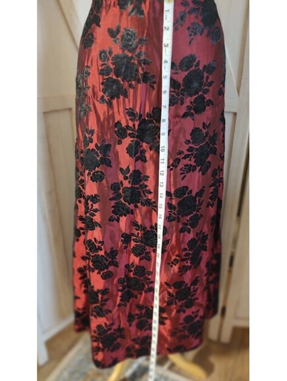 Vintage JS Boutique Scarlet & Black Floral Maxi Skirt Sz 16 Y2Kgrunge #Brocade